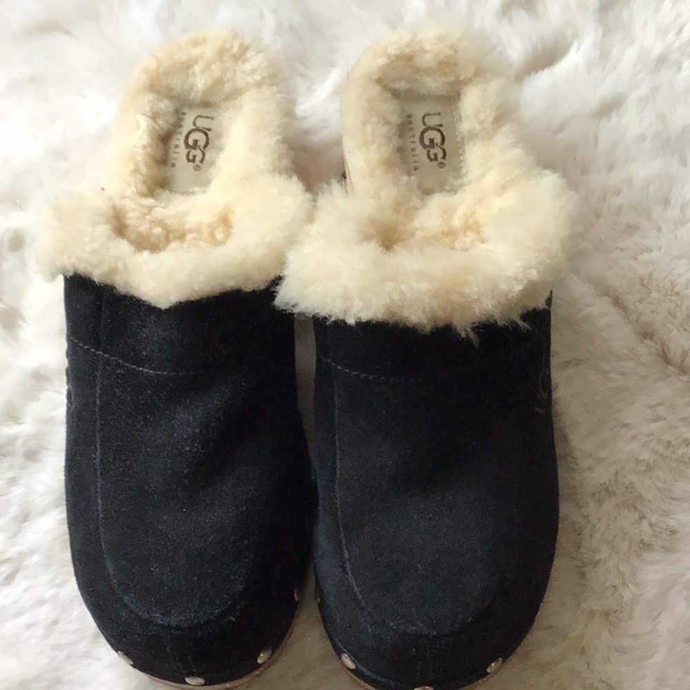 UGG Kalie Suede Mule Clogs Black Size 7
